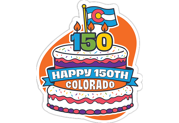 Happy 150th Colorado Birthday Cake Illustration