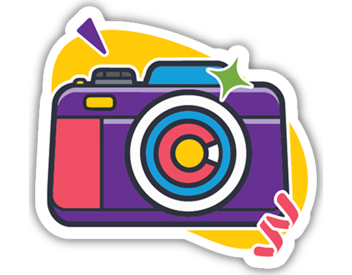 Illustration of Camera and Colorado flag colors on the lens