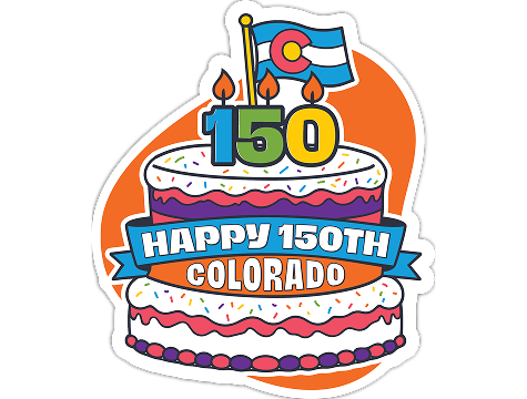 Happy 150th Colorado Birthday Cake Illustration