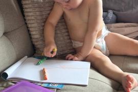 Summer scribbling with crayons!