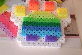 Rainbow Pawprint made of Building Blocks