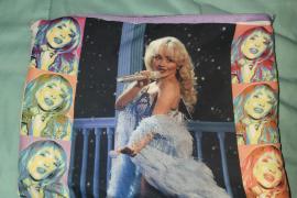 Sublimated Sabrina into this fabric and made it a bag with a zipper.