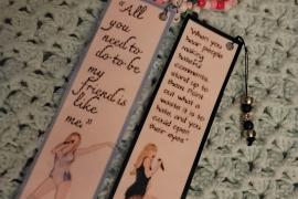 I made my own bookmarks. Taylor Swift inspired.