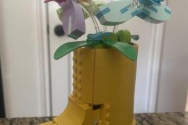 A boot sprouting flowers