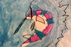 Crayon and watercolor sailfish picture