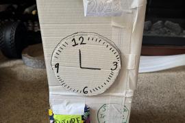 This is a Time Machine made on a rainy summer afternoon, with clock and settings to go back or forward in time