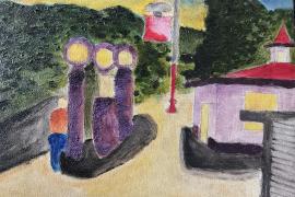 Un hombre comprando gasolina en una gasolinera.