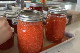 Peach Strawberry Friezer Jam