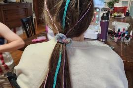 hair with colored extensions