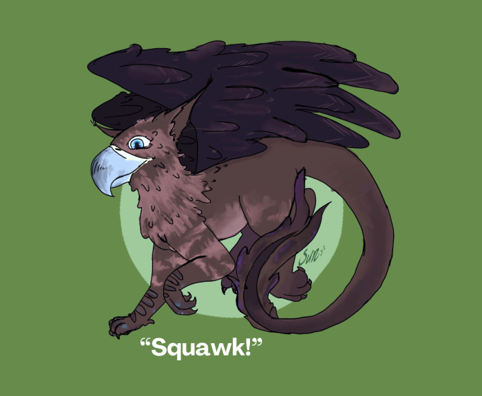 a griffin on a green background