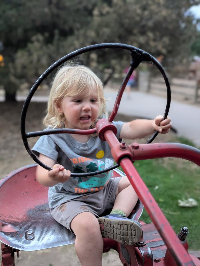 Driving a tractor