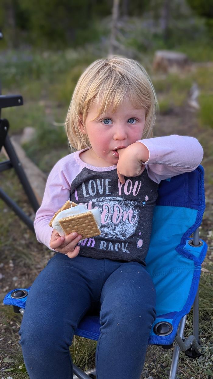 Roasted marshmallows for the first time to make s'mores