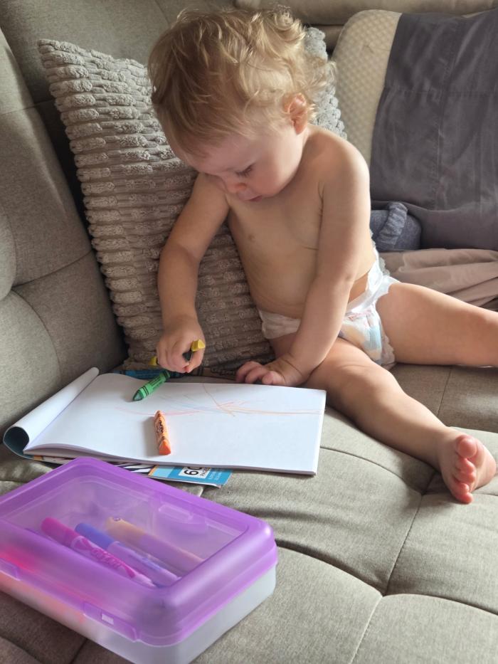 Summer scribbling with crayons!