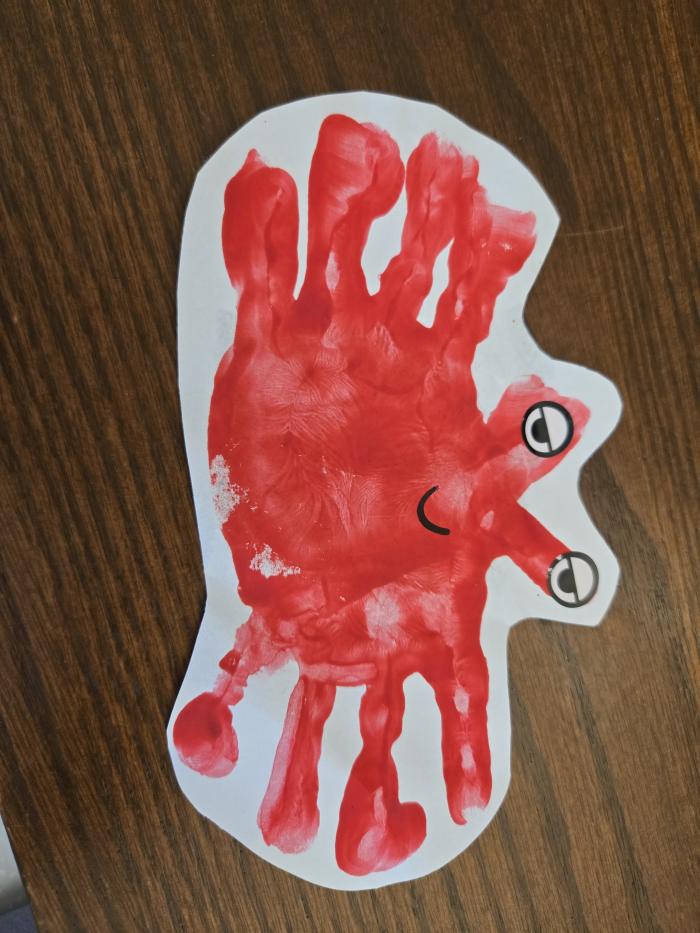 Cangrejo hecho con las huellas de mis manos