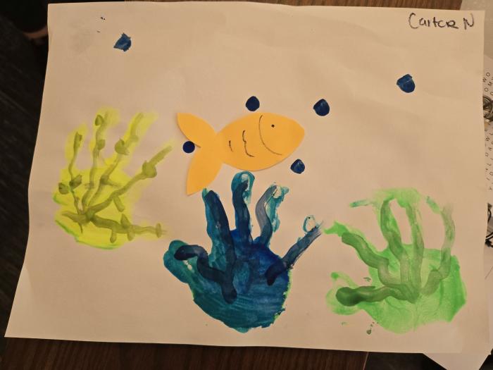 hand prints make coral reef