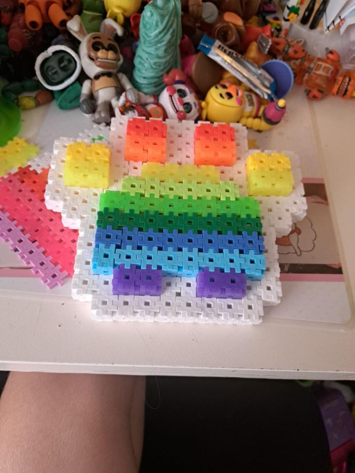 Rainbow Pawprint made of Building Blocks