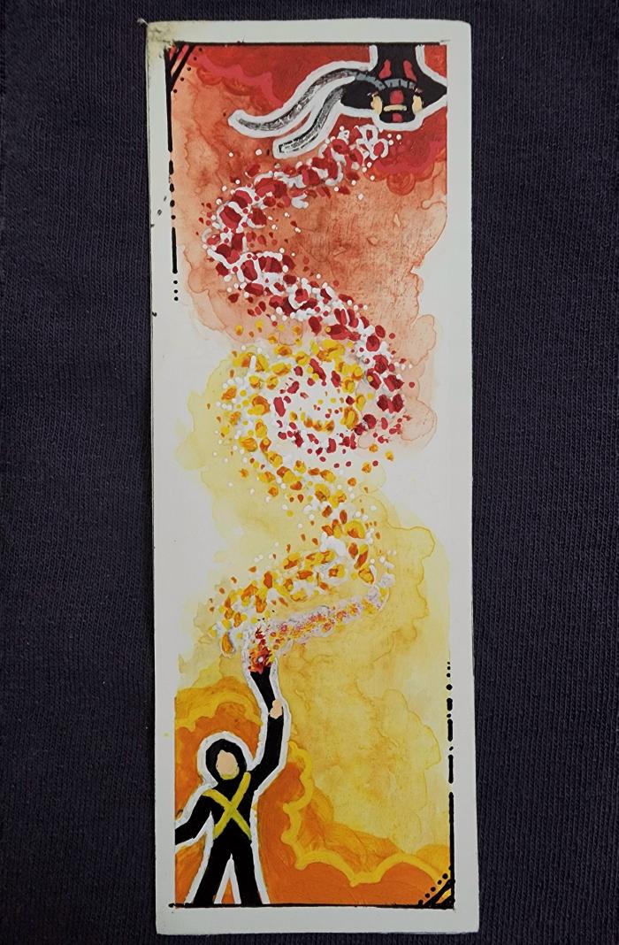 Este fue un proyecto realizado inspirándose en la narración continua de Twenty One Pilot a través de la música. ¡Se hizo con bolígrafos posca, acuarela y delineadores finos!