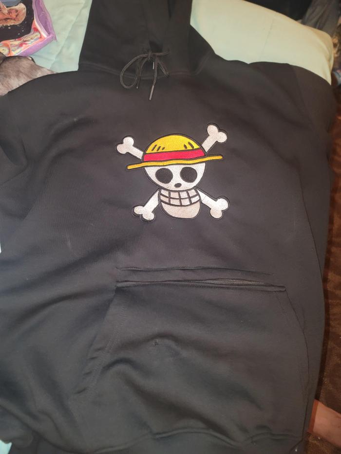 Bordé mi sudadera con capucha con ayuda en el laboratorio