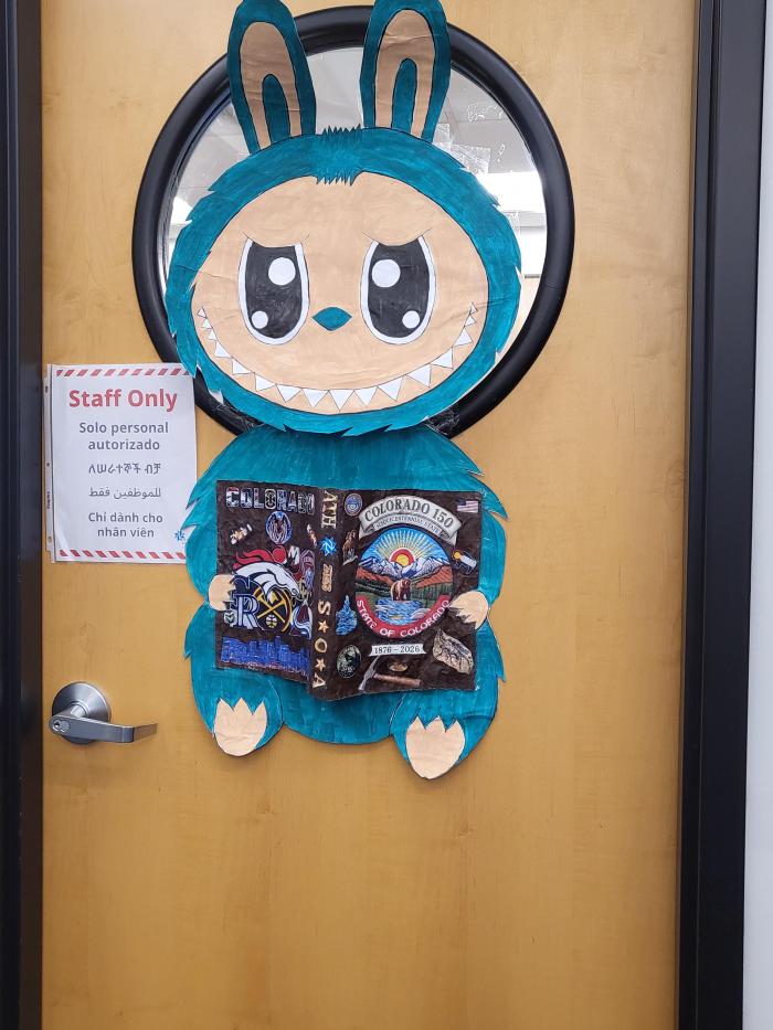 La Boo Boo made out of posterboard and painted , The Book was made out of paperbag and logo;s printed form pinterest