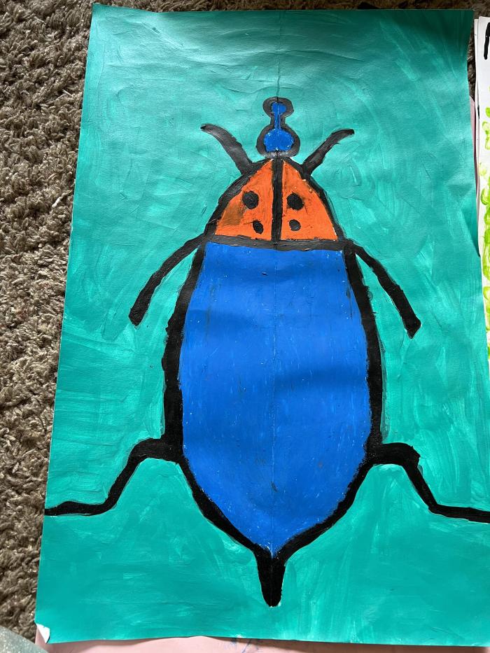 Para esta pintura se usaron pinturas para niños similares a los acrílicos.