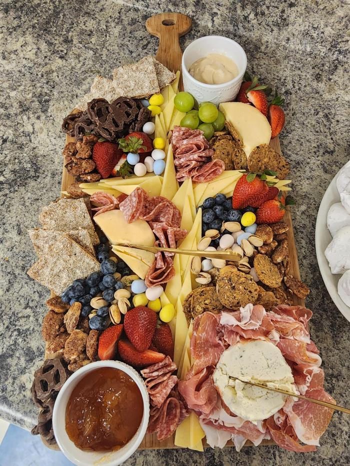 chacuterie board with cross